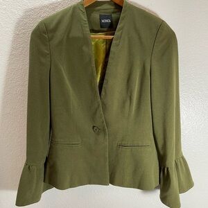 XOXO Y2K Peplum Bell Sleeve Blazer Olive Green One Button Size S